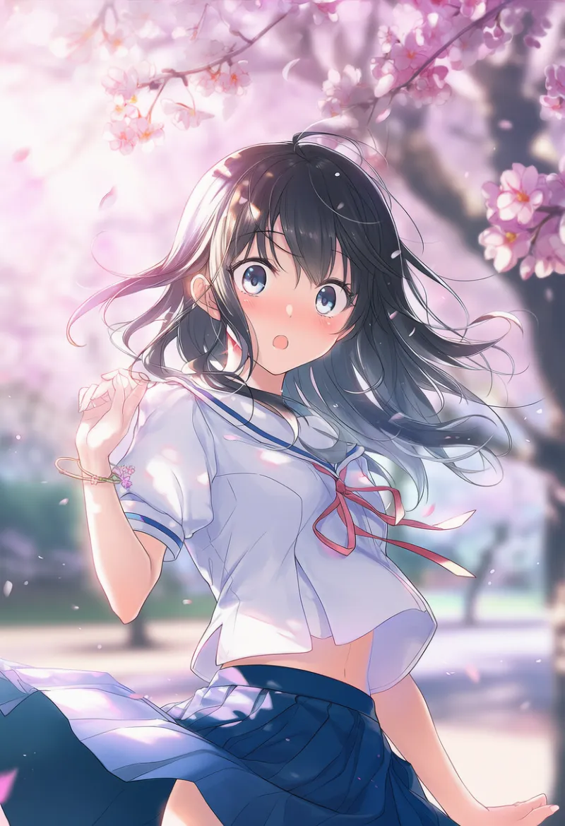 スカートが風でなびくプロンプト：floating skirt｜AIイラスト