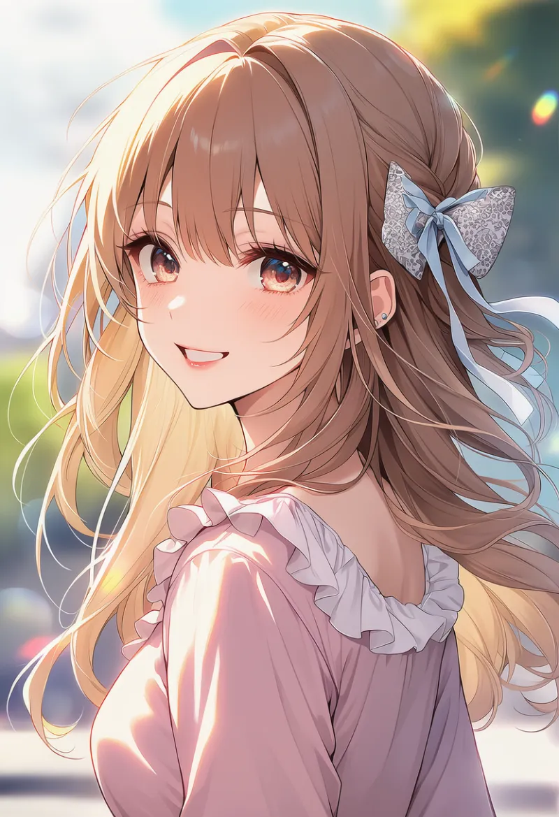 花柄リボンの髪飾りのAIイラスト（姫カジ）｜プロンプト紹介