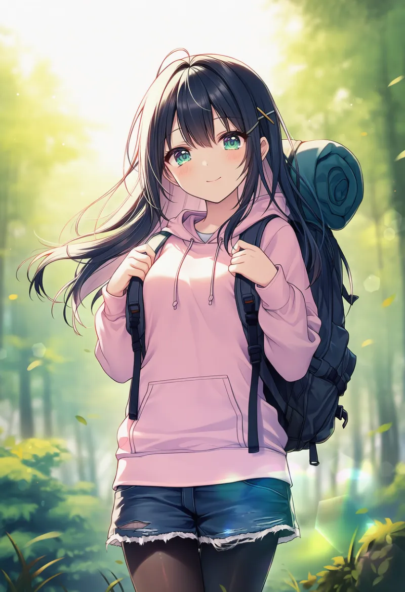 森林の背景のAIイラスト（キャンプ場）｜プロンプト紹介