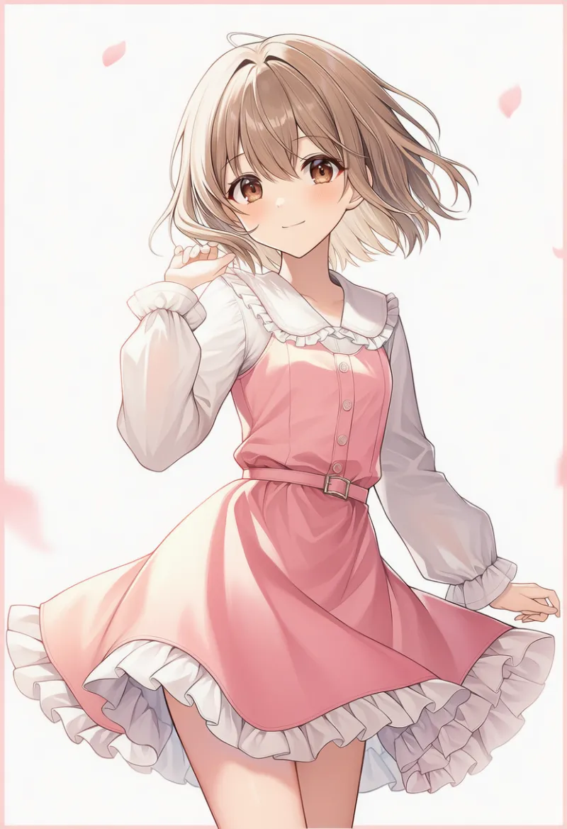 フリル付きドレスのAIイラスト|デート用コーデのプロンプト紹介