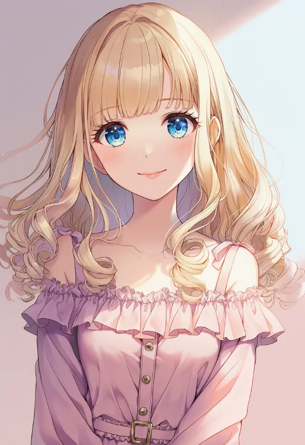 フリルブラウスのAIイラスト｜プロンプト紹介：frilled off-shoulder blouse