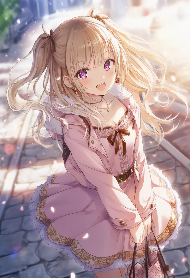 ファートリム付きドレスのAIイラスト（姫カジ）｜プロンプト紹介