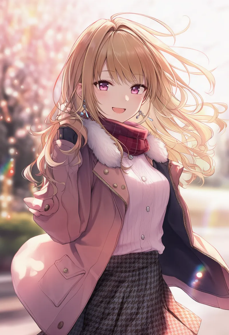 ファートリム付きジャケットのAIイラスト（姫カジ）｜プロンプト紹介