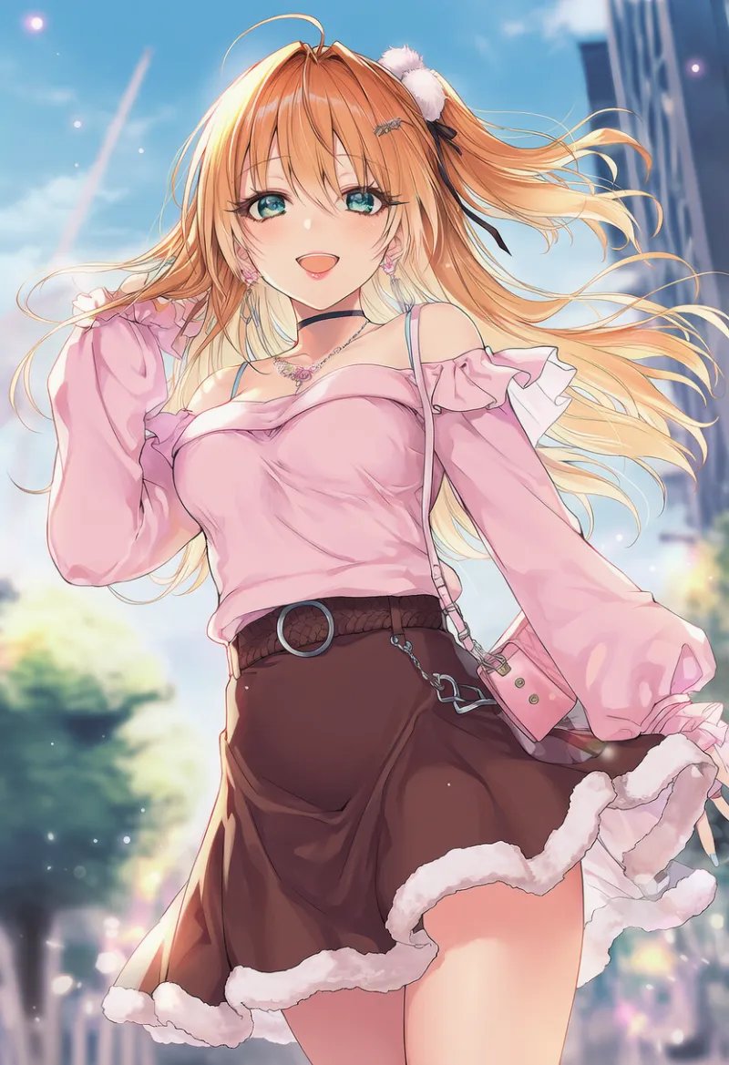 ファートリム付きスカートのAIイラスト（姫カジ）｜プロンプト紹介