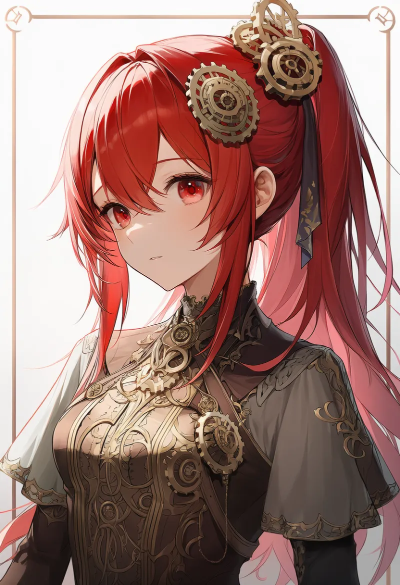 歯車装飾の髪飾りのAIイラスト(スチームパンク)|プロンプト紹介