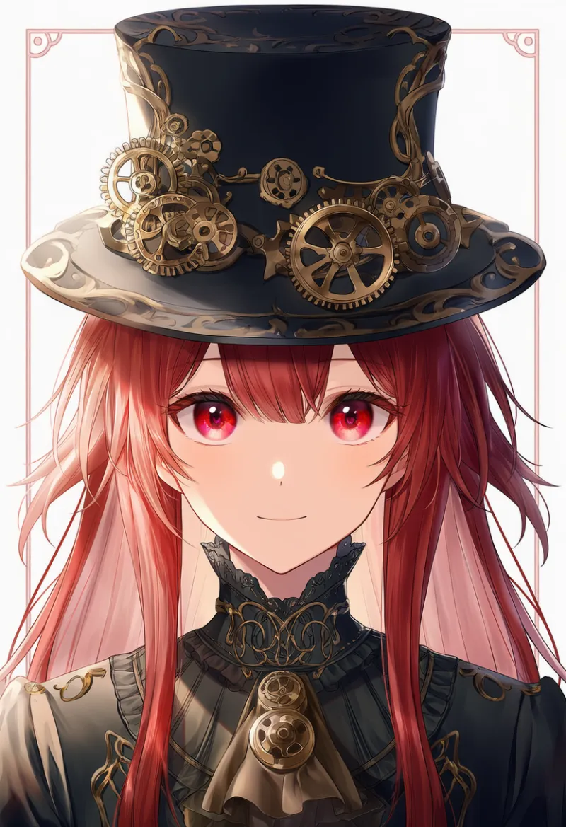 歯車装飾の帽子のAIイラスト(スチームパンク)|プロンプト紹介
