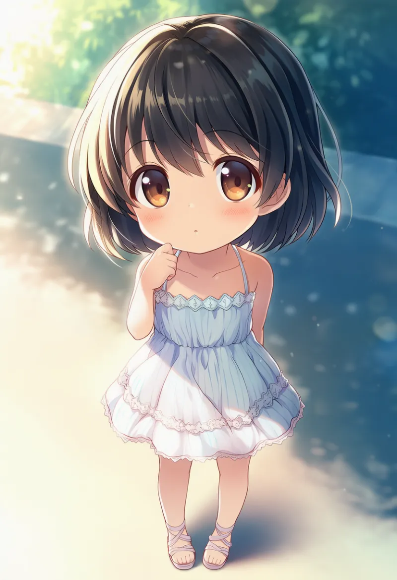 デフォルメ寄り・大きな頭|幼い少女の頭身・体型のプロンプトとAIイラスト