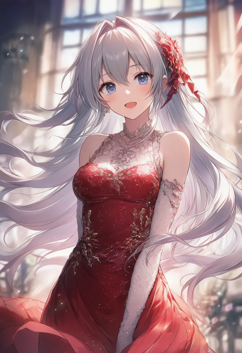 キラキラ感が強い豪華なドレスのAIイラスト｜プロンプト紹介