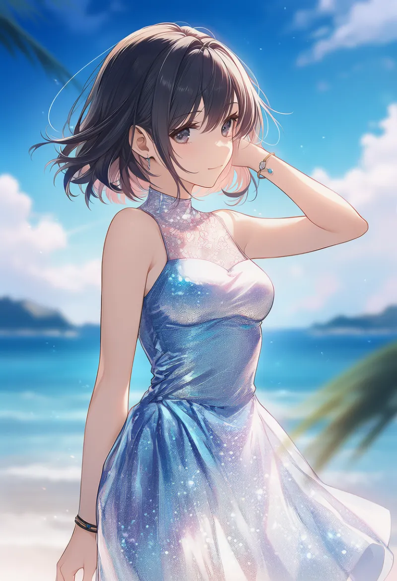 キラキラ光る服のAIイラスト｜プロンプト紹介