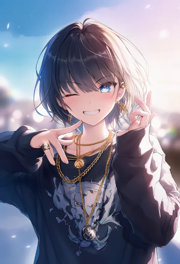 金のチェーンアクセサリーのAIイラスト|プロンプト紹介(ヒップホップファッション)