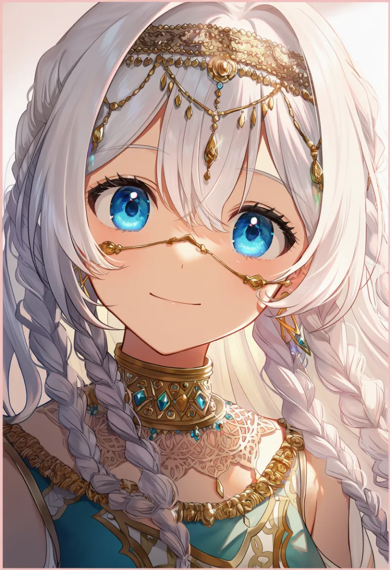 顔にかけるチェーンジュエリーのAIイラスト（アラビア衣装）｜プロンプト紹介