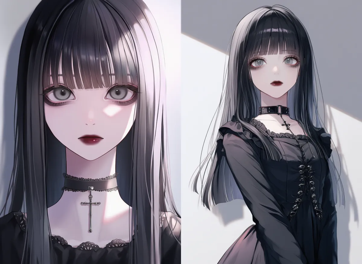 ロマンティックゴスのメイクを再現したAIイラスト|プロンプト紹介