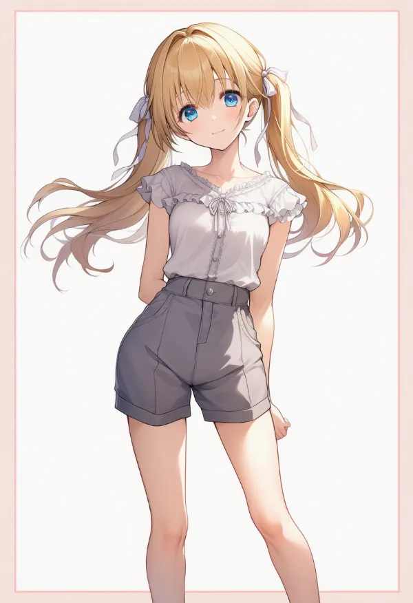 グレーのキュロットのAIイラスト|デート用コーデのプロンプト紹介