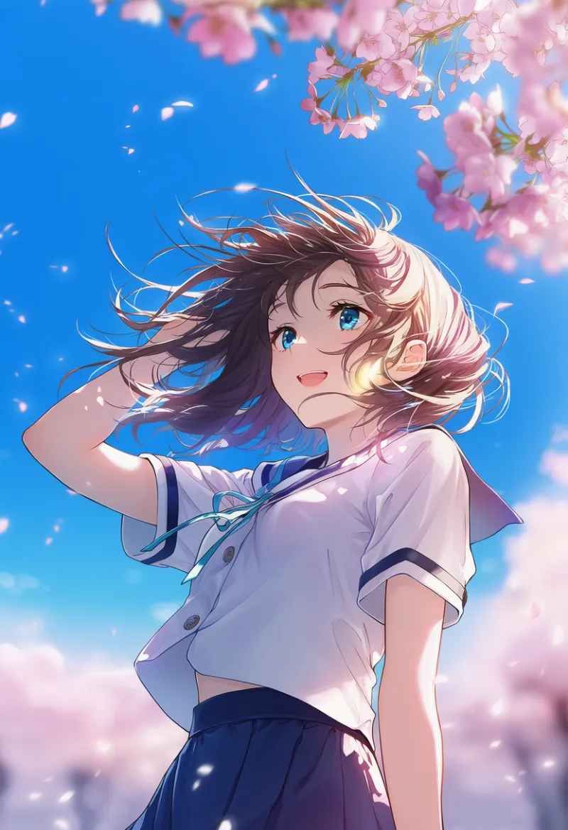 髪が風になびくプロンプト：hair blowing｜AIイラスト