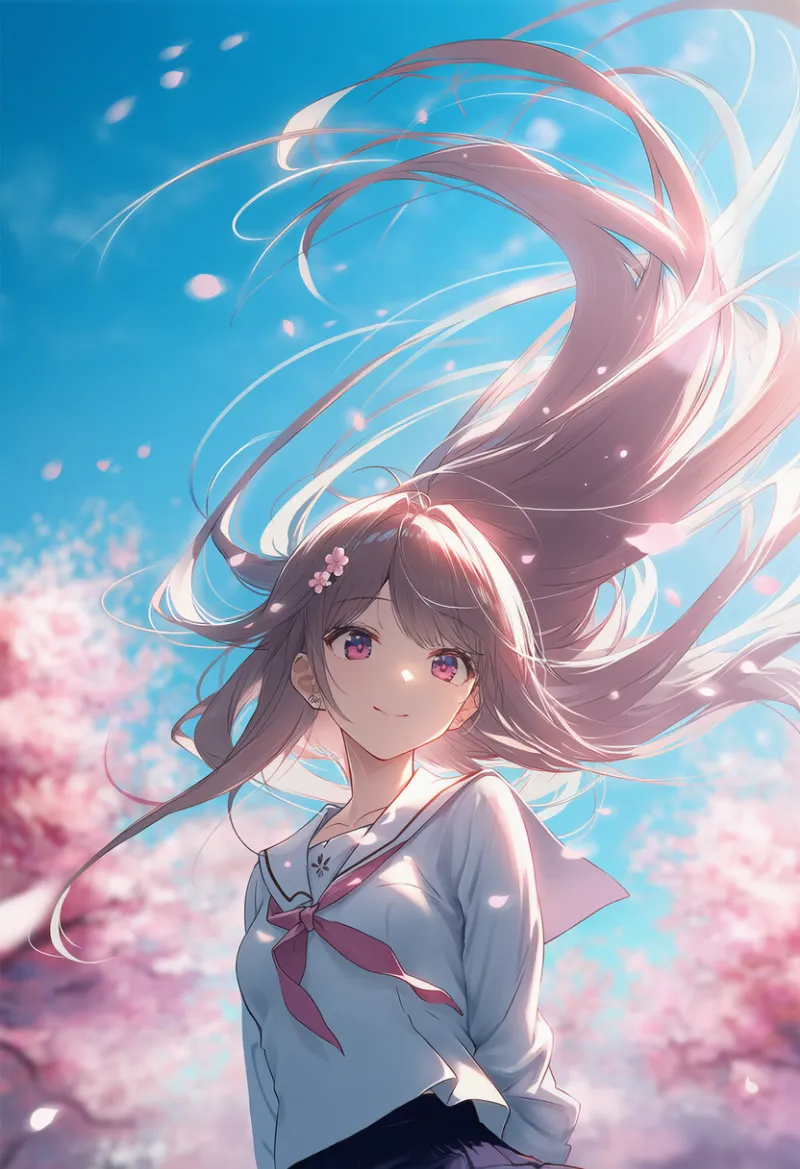 上向きに浮く髪のプロンプト：hair floating upwards｜AIイラスト