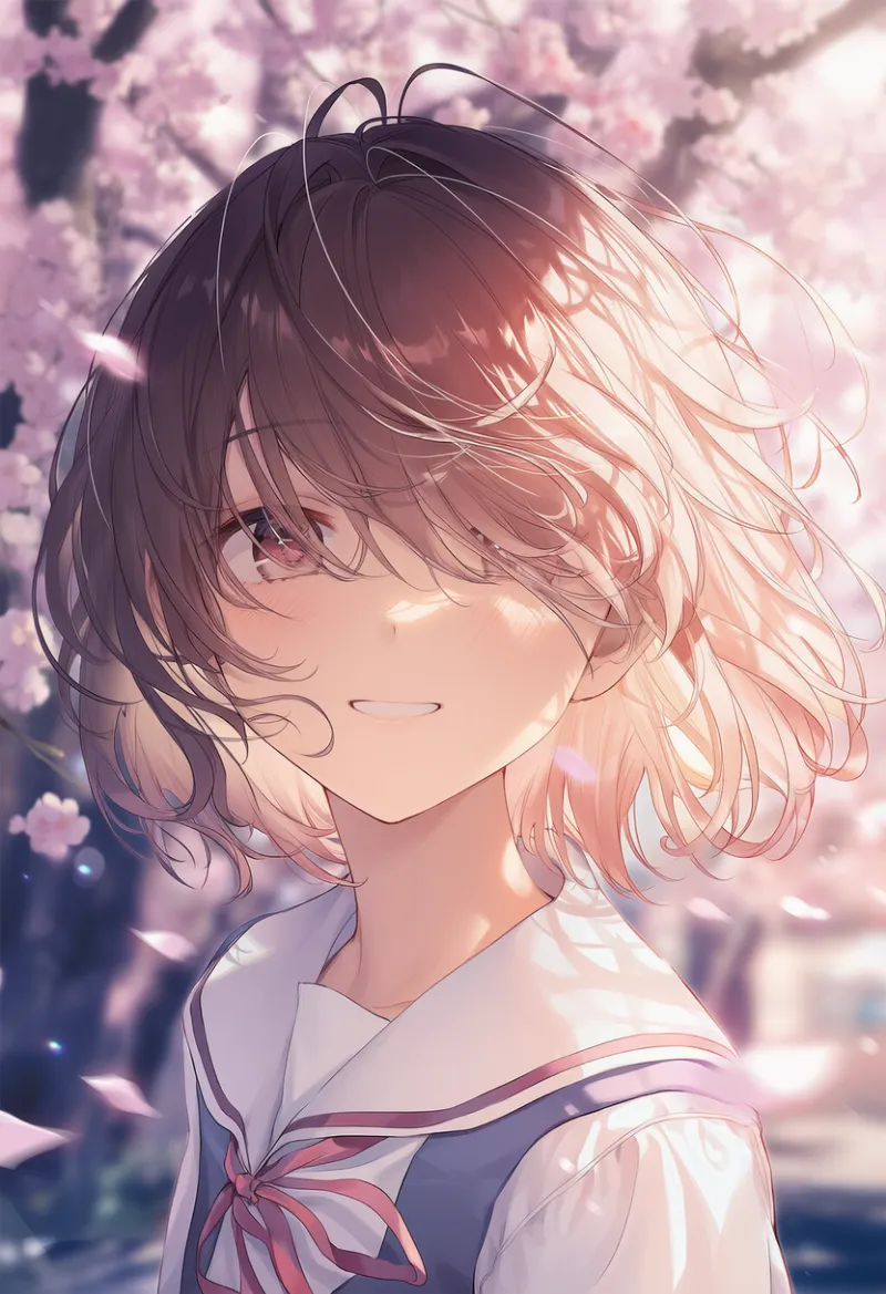 髪の毛が顔にかかるプロンプト：hair over own face｜AIイラスト