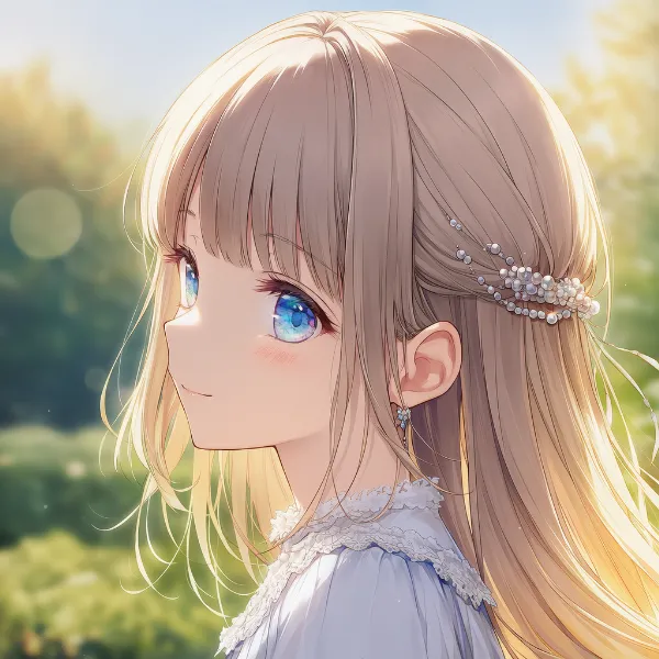 ビーズの髪飾り（お嬢様ヘアのアクセサリ）のAIイラスト｜プロンプト紹介