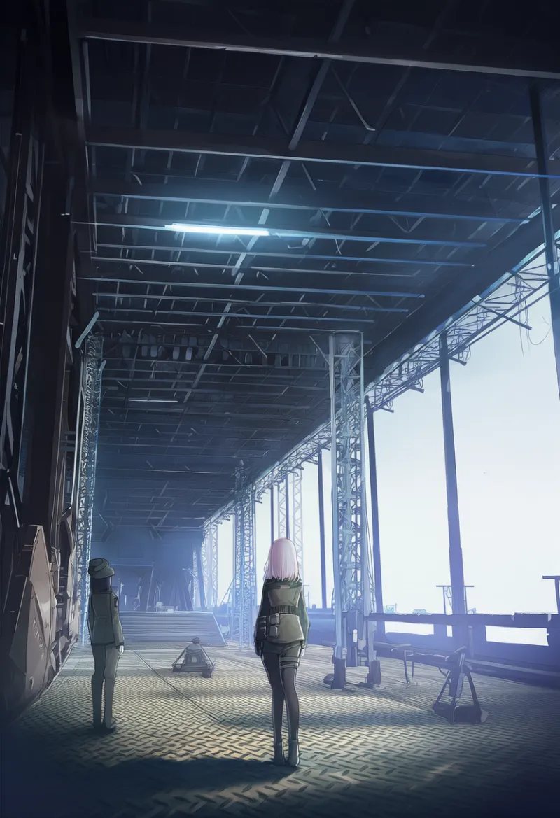 格納庫のプロンプト:hangar, military base|軍事施設のAIイラスト