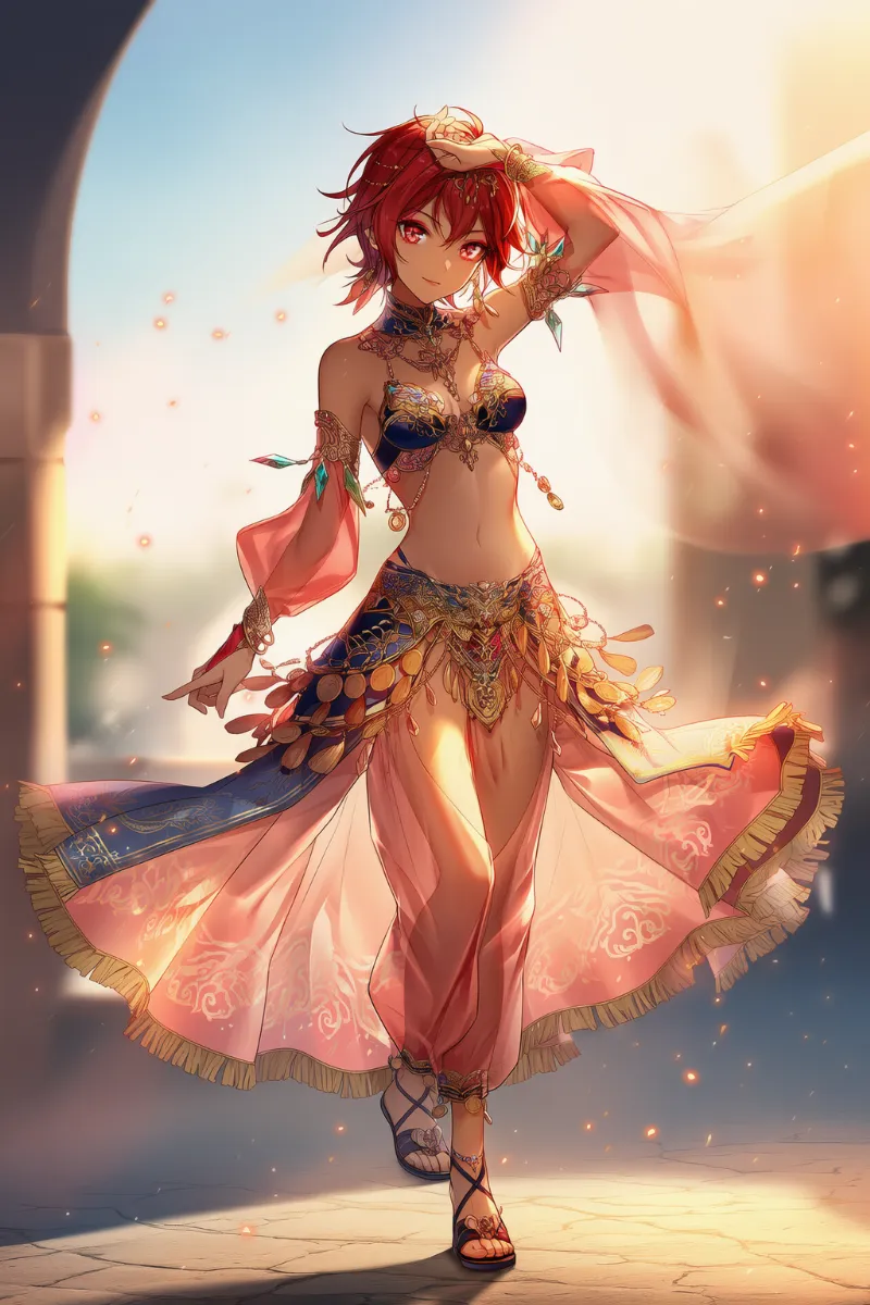 ハーレム衣装のAIイラスト｜プロンプト紹介：harem outfit, harem pants