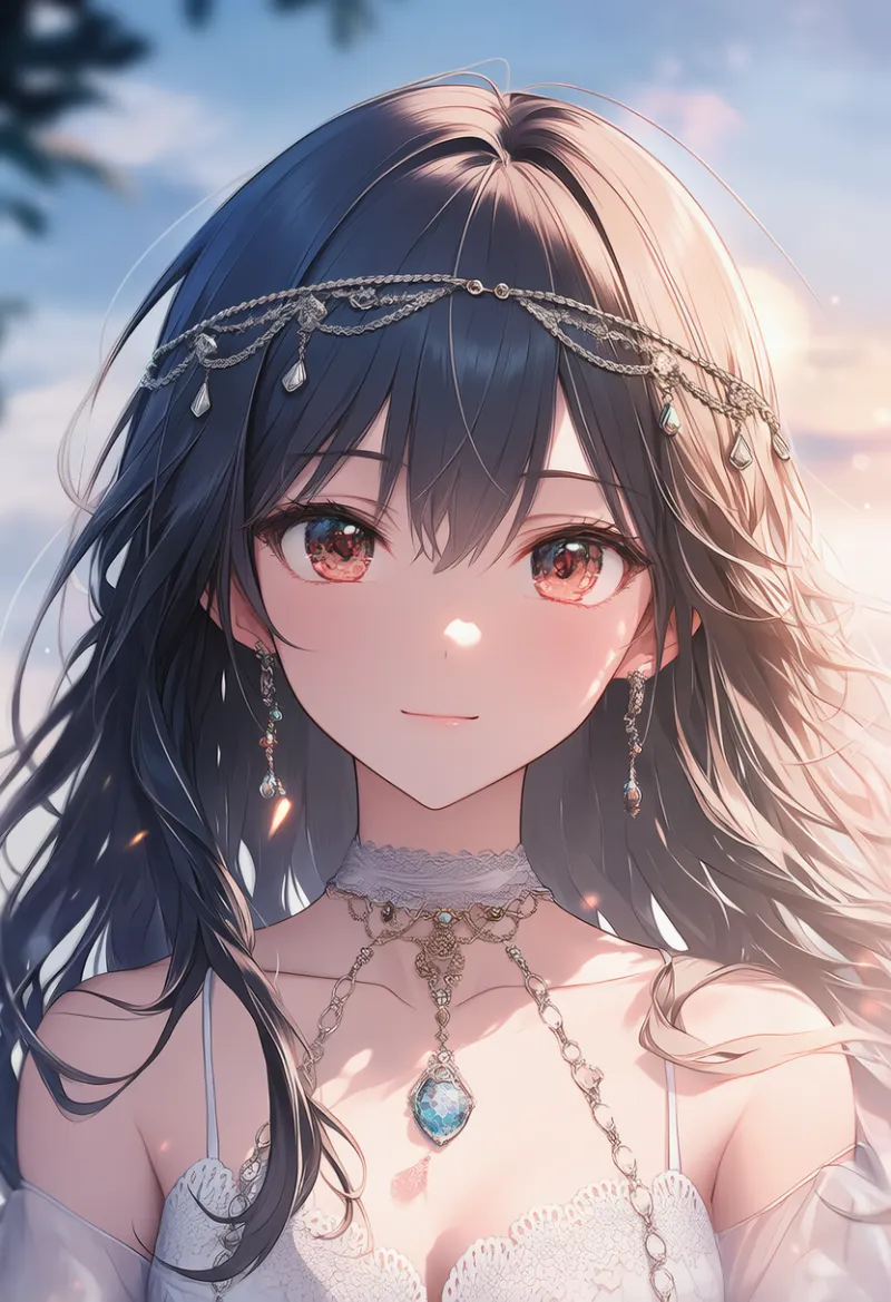 頭に巻くチェーンのAIイラスト（豪華な服用）｜プロンプト紹介