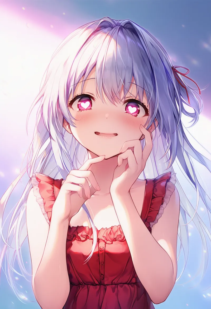 ハート形瞳孔のAIイラスト（催眠シーン）