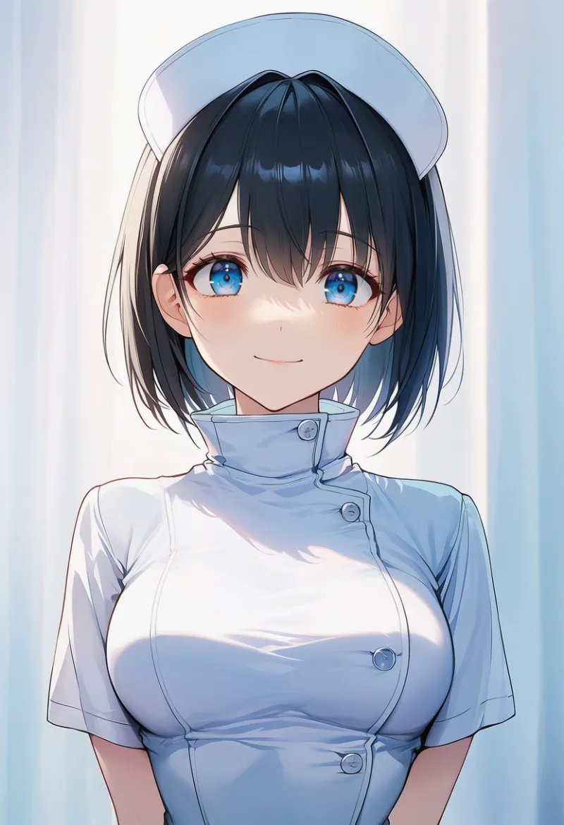 高襟のナース服のAIイラスト｜プロンプト紹介