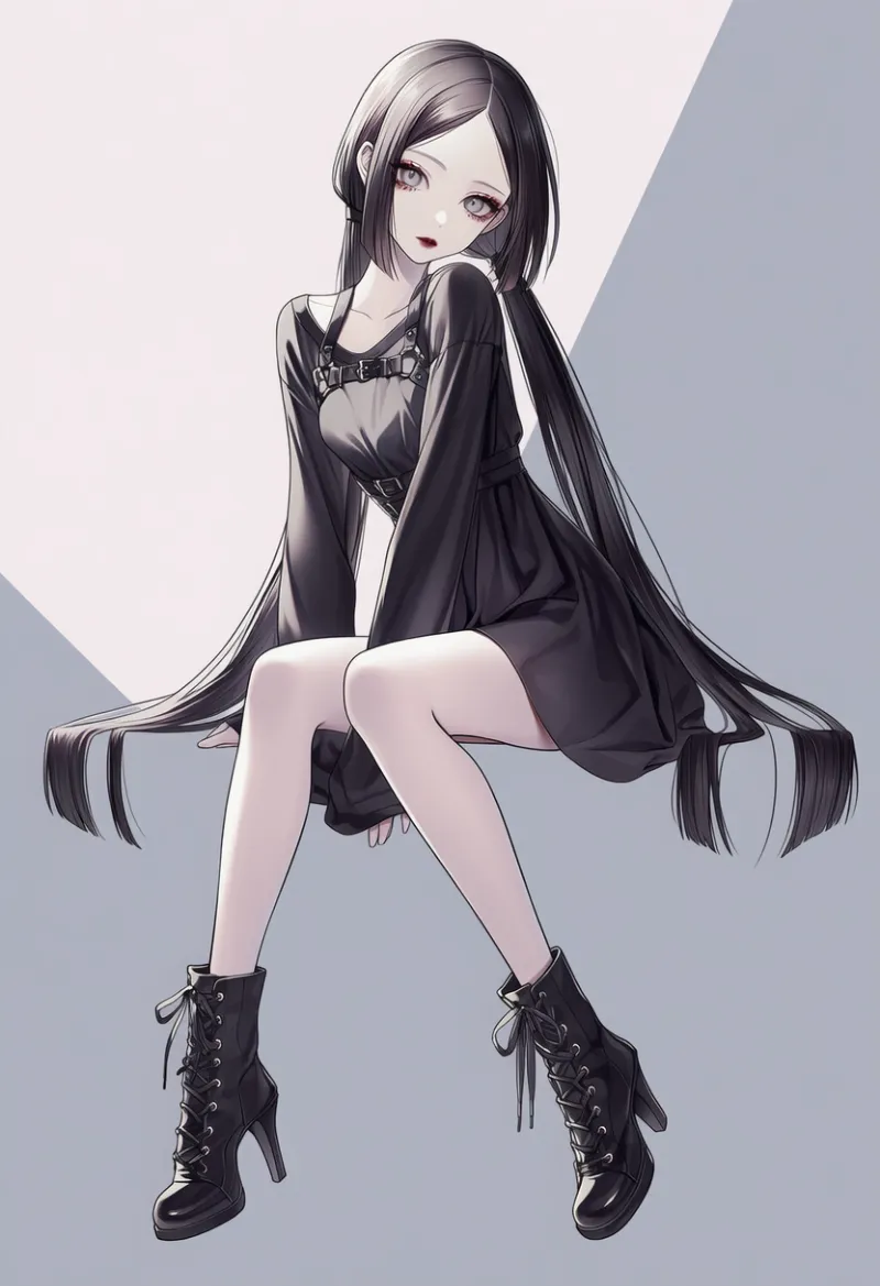 ハーヒールブーツのAIイラスト(ゴシックファション)|プロンプト紹介