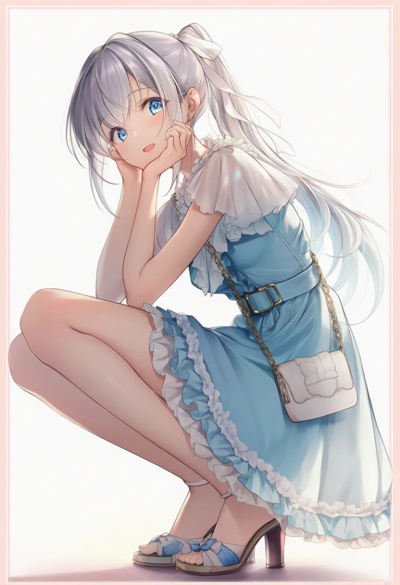 ハイヒール、小さなハンドバッグのAIイラスト|デート用コーデのプロンプト紹介