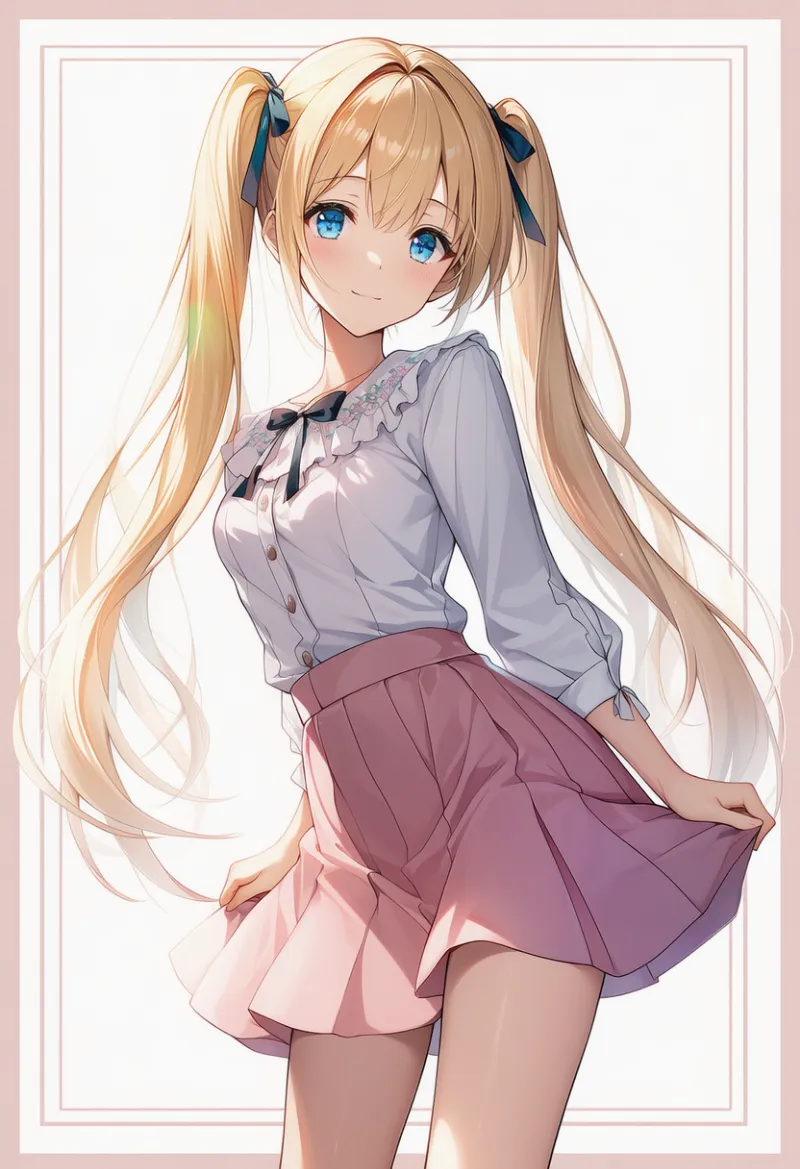 ハイウエストスカートのAIイラスト|デート用コーデのプロンプト紹介