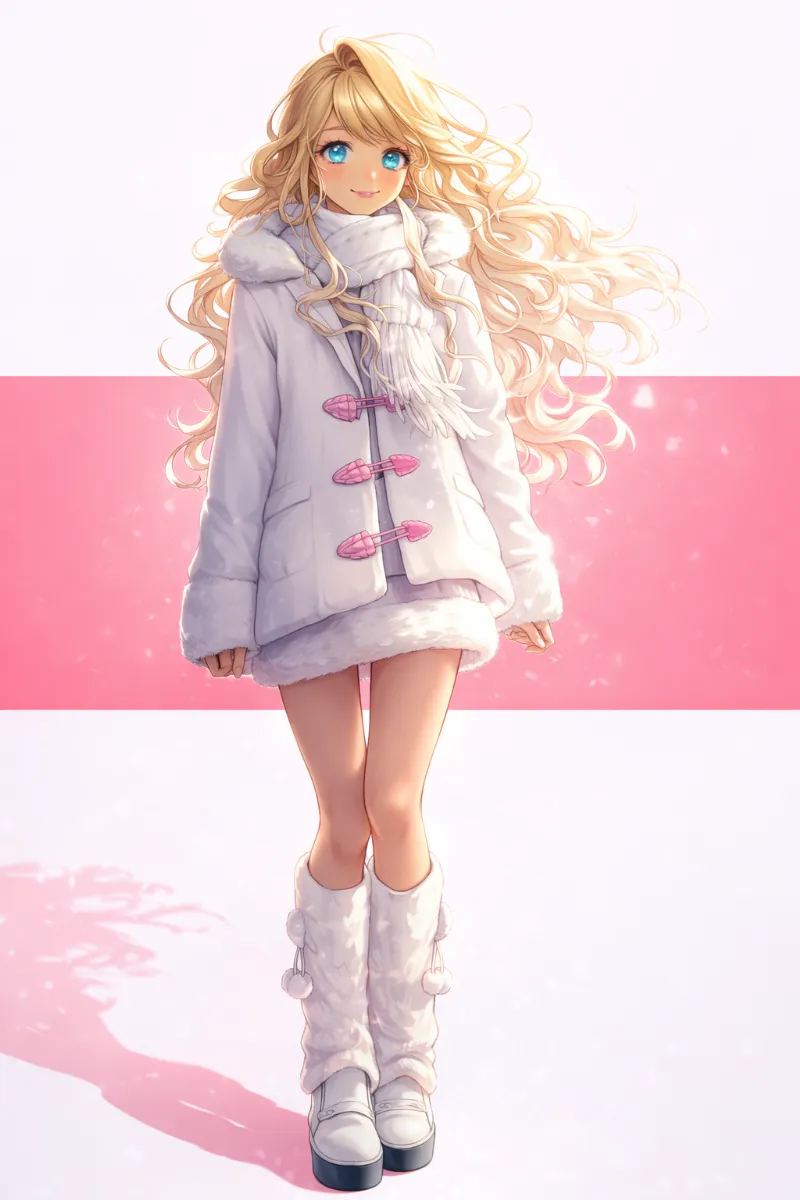 ファーコート×ファースカート冬スタイル｜姫カジのAIイラスト（プロンプト紹介用）