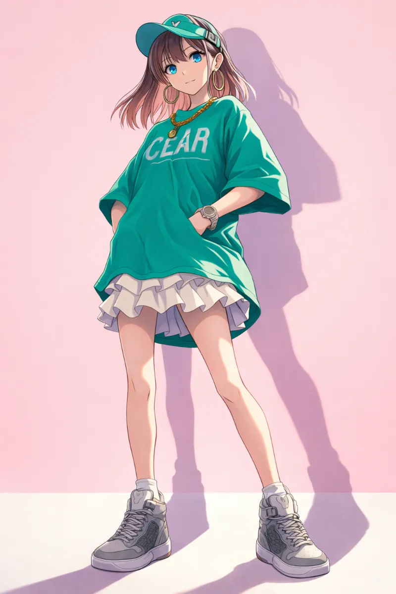 グラフィックレイヤードスタイルのプロンプト|AIイラスト(ヒップホップファッション)