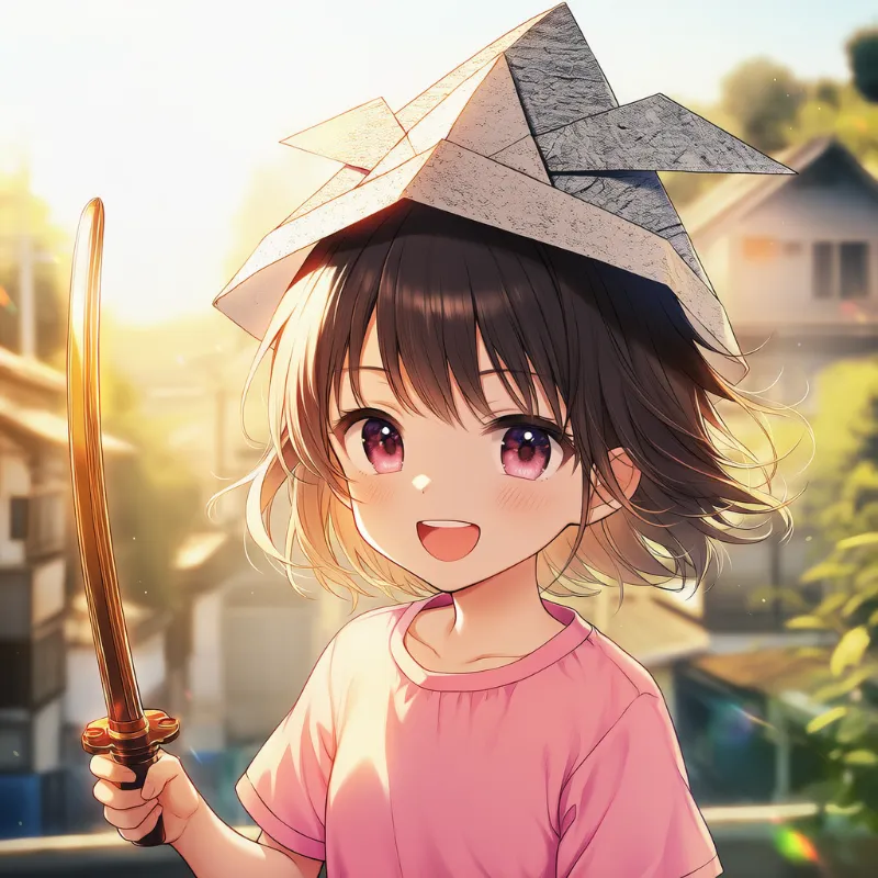 おもちゃの剣を持っているAIイラスト｜プロンプト紹介：holding toy sword