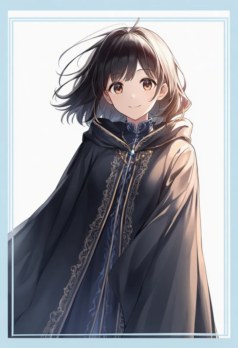 フード付きクロークのAIイラスト｜プロンプト紹介