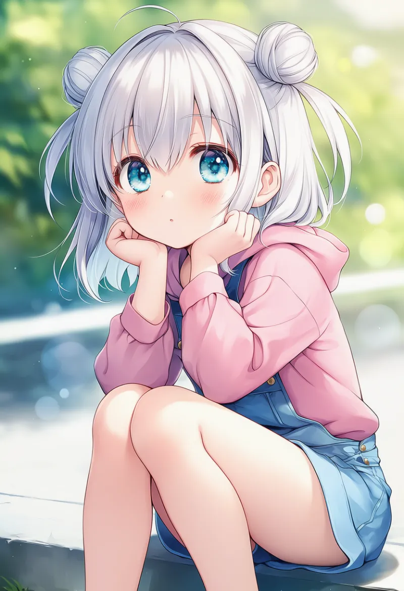 パーカーとショーパン|幼い少女の服プロンプト