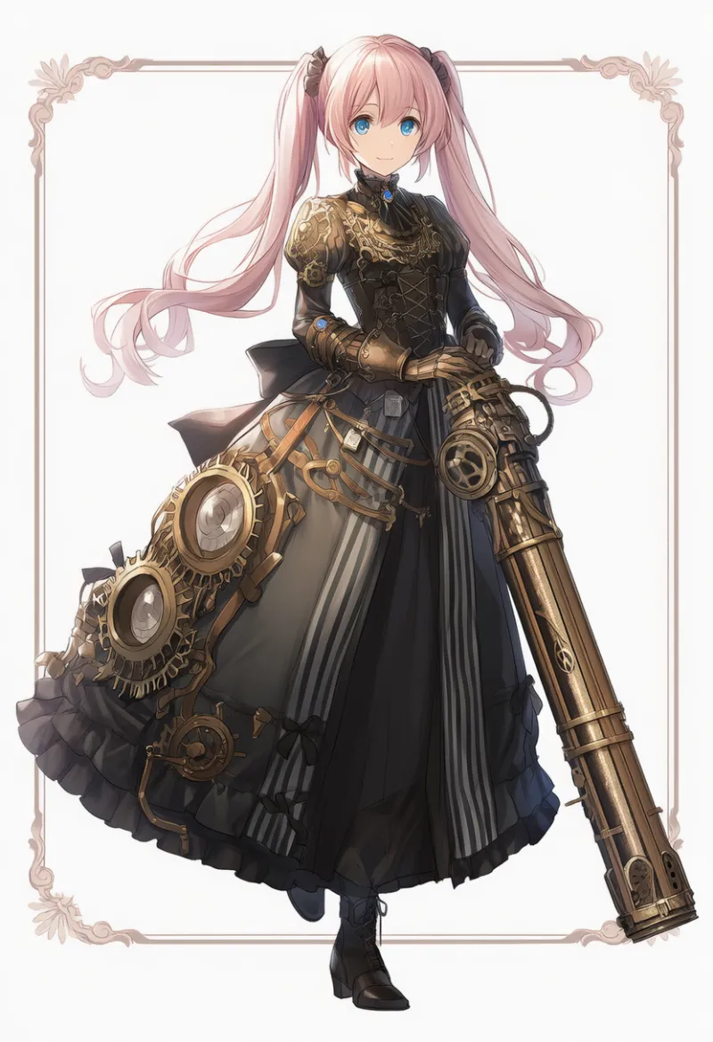 巨大なスチームパンク武器のAIイラスト(スチームパンク)|プロンプト紹介