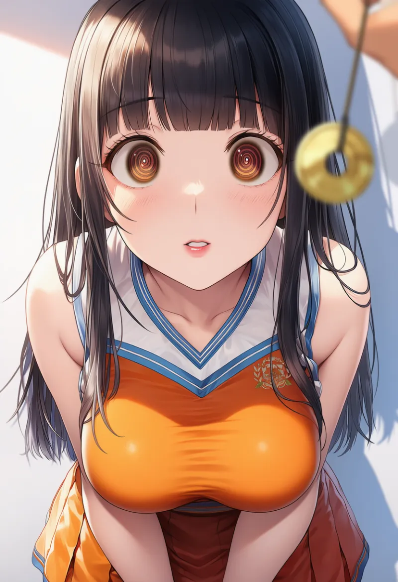 催眠術にかけられているシーンのAIイラストの作例