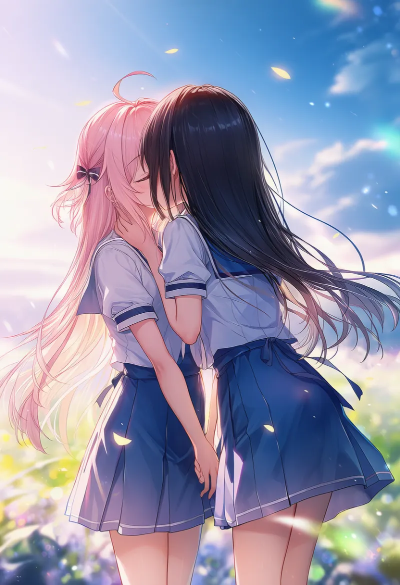 キスシーンの示唆のAIイラスト|プロンプト紹介:implied kiss