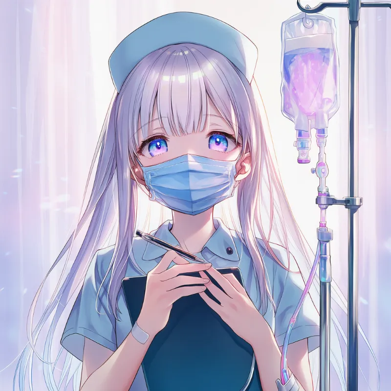 点滴と点滴スタンドのAIイラスト｜プロンプト紹介：intravenous drip, iv stand