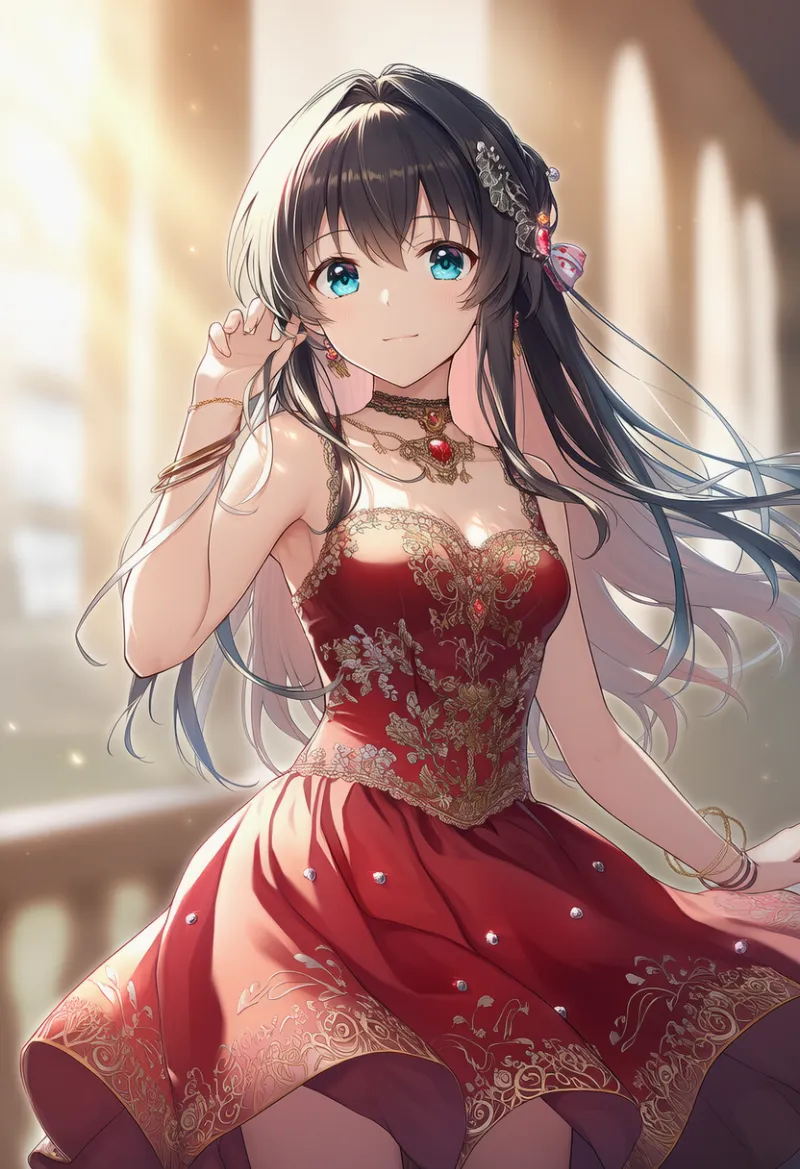 宝石を散りばめた服のAIイラスト（豪華な服用）｜プロンプト紹介