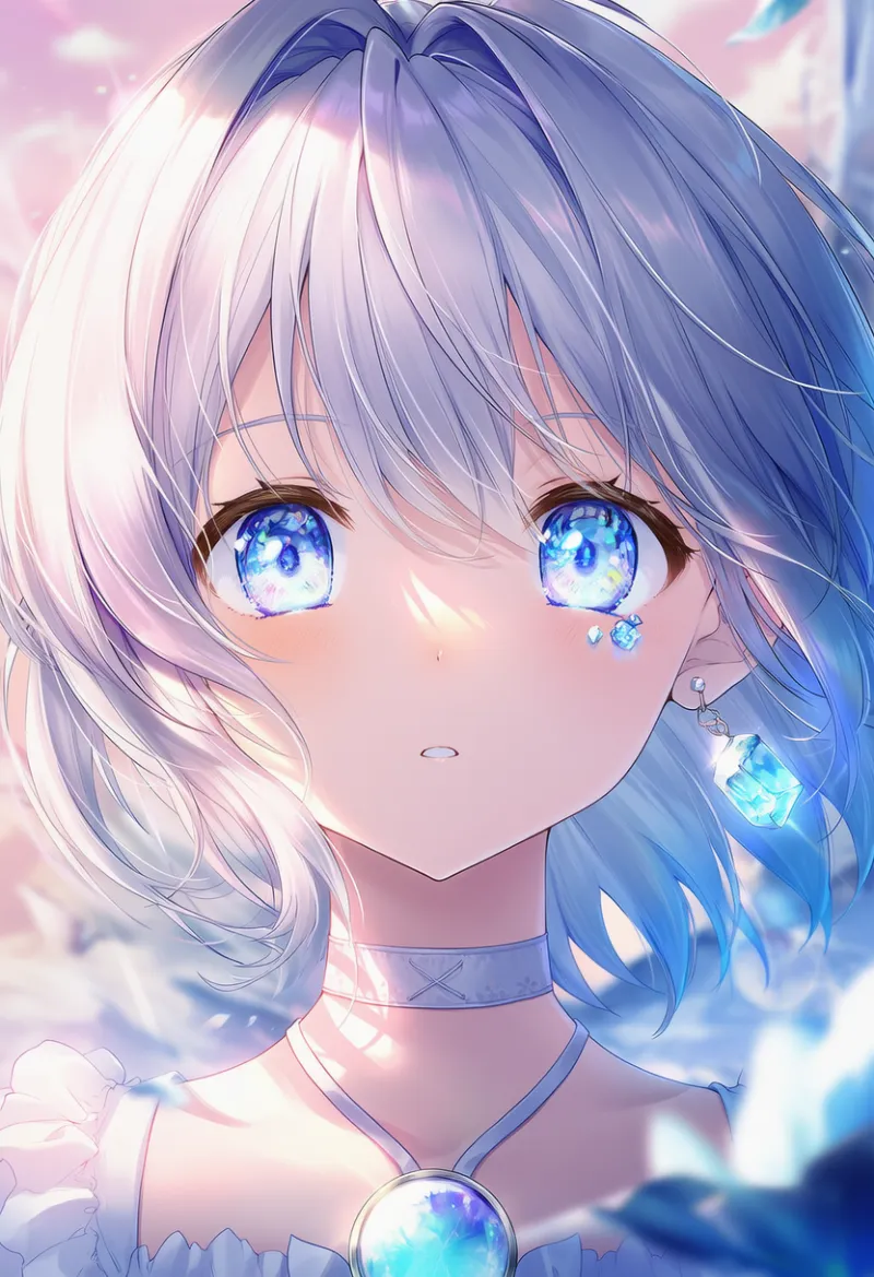 目の下の宝石のAIイラスト（豪華な服用）｜プロンプト紹介