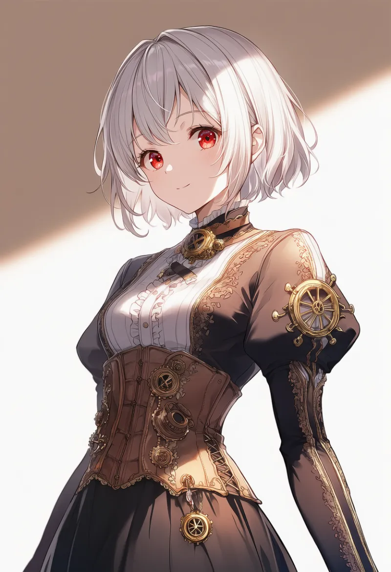 ジュリエットスリーブ・シャツのAIイラスト(スチームパンク)|プロンプト紹介