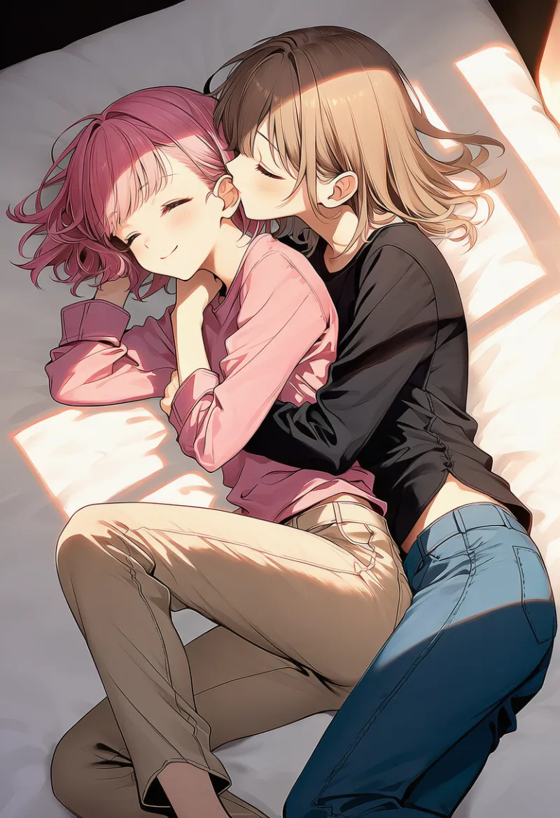 後ろから抱きしめるキスのプロンプト|AIイラスト