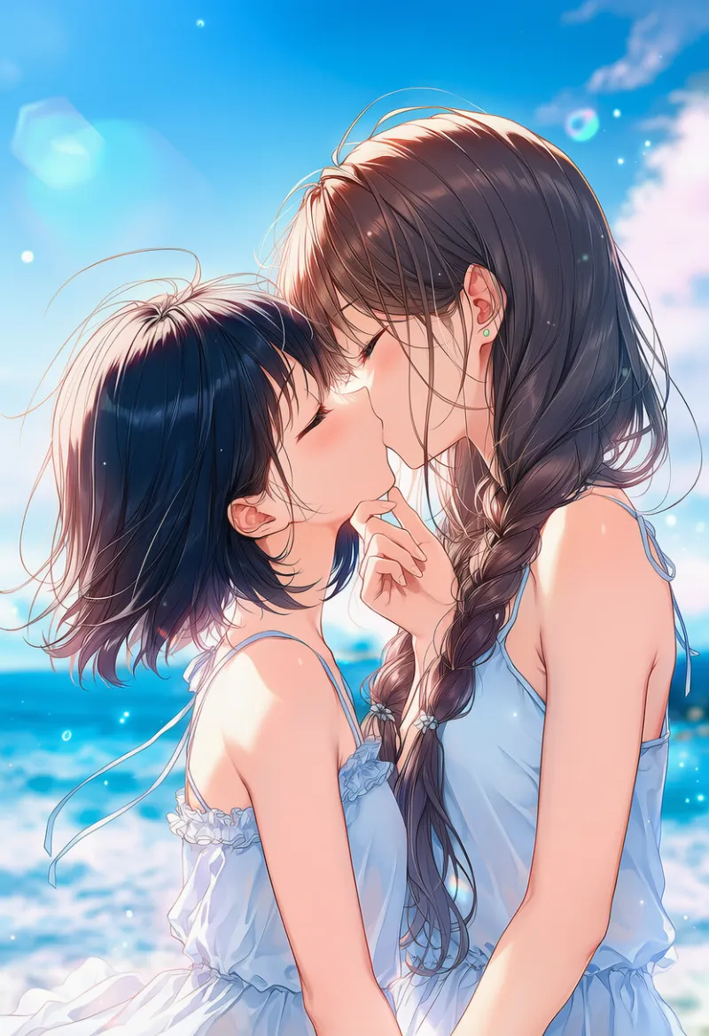 顎クイしてキスするプロンプト|AIイラスト