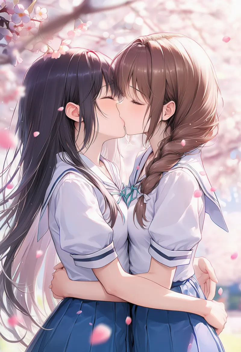 体を密着させるキスのプロンプト|AIイラスト