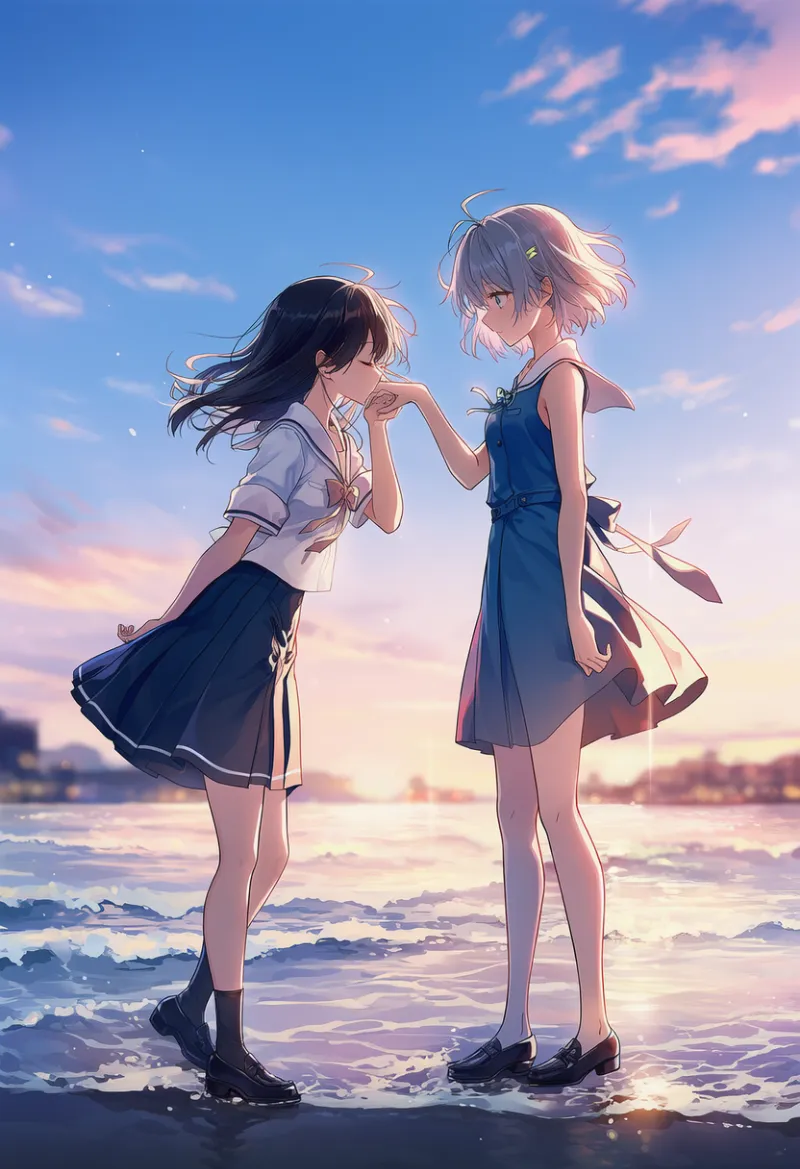 手の甲や指にキスのAIイラスト|プロンプト紹介:kissing another’s hand