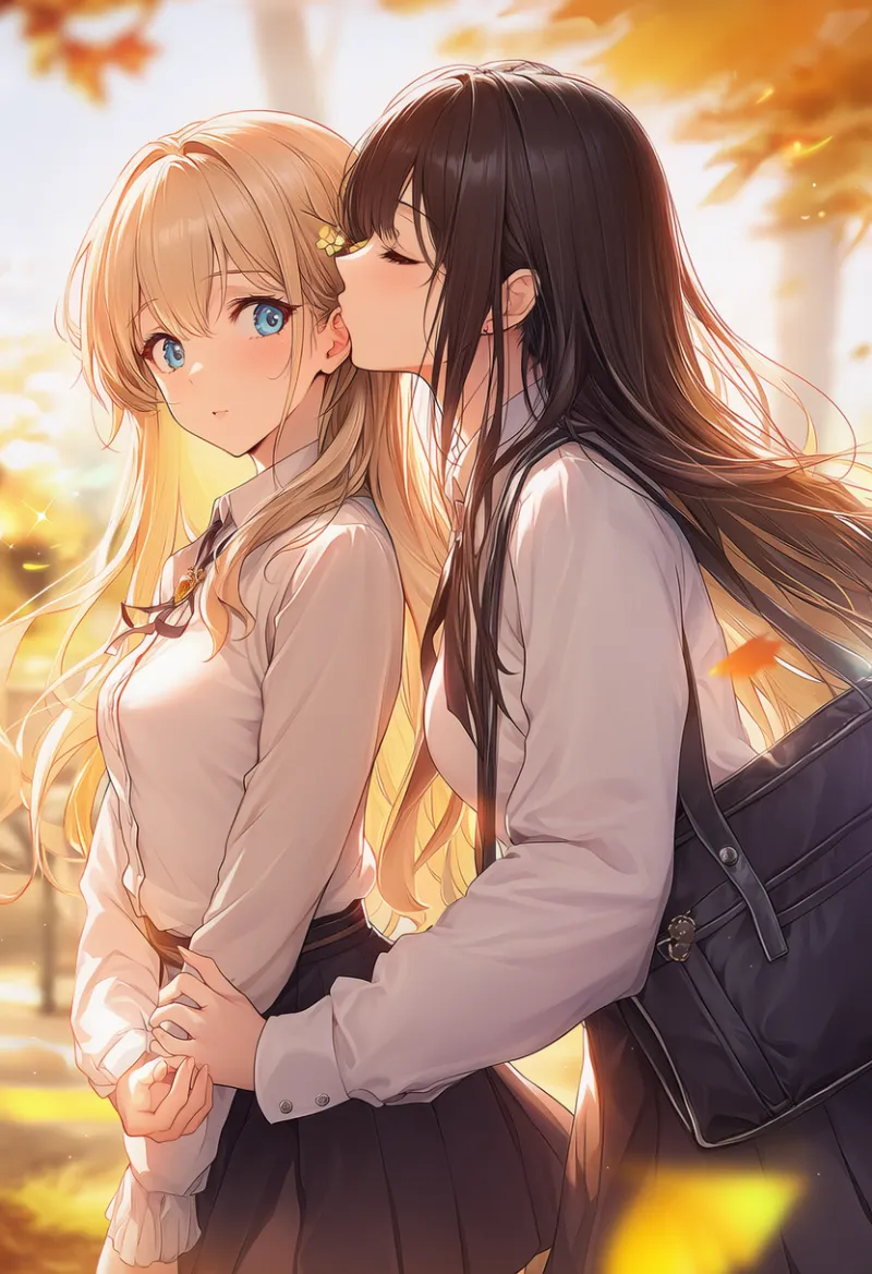 耳にキスのAIイラスト|プロンプト紹介:kissing ear