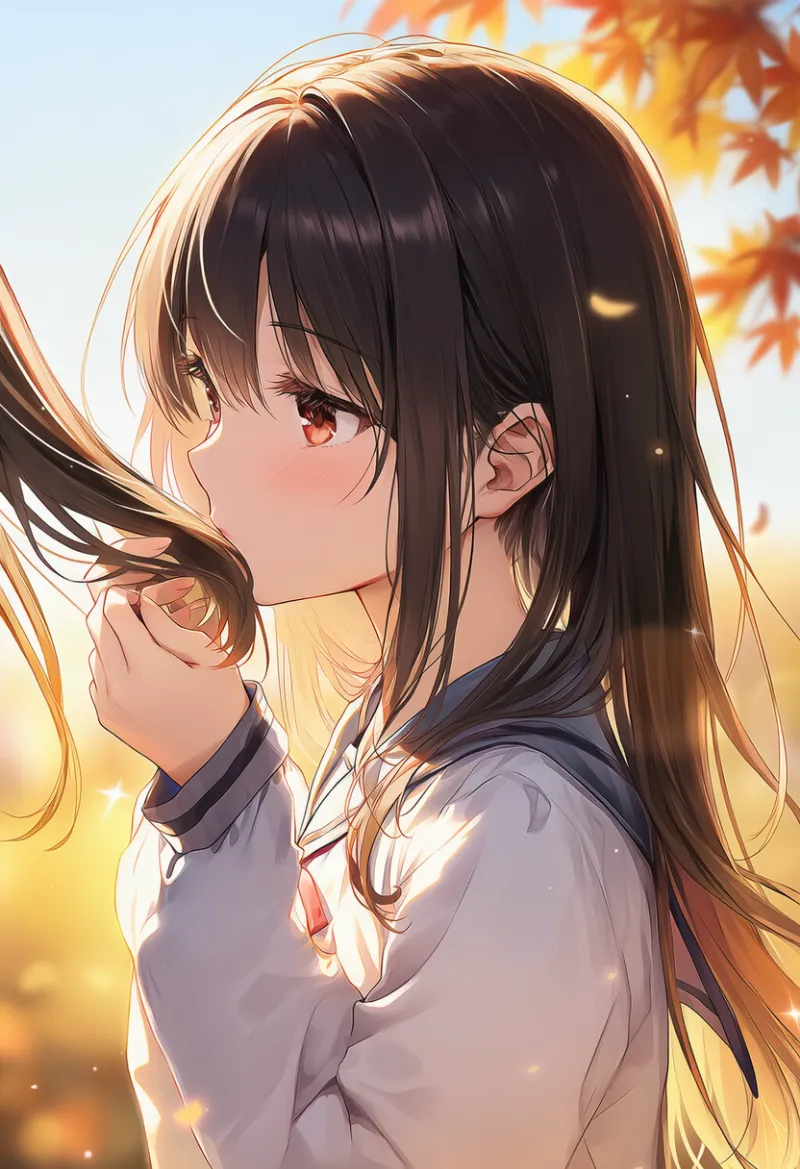 髪にキスのAIイラスト|プロンプト紹介:kissing hair