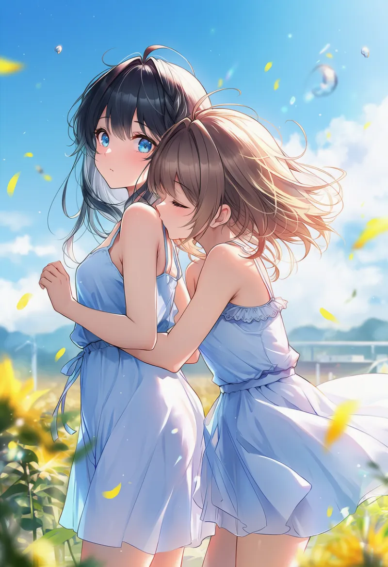 肩にキスのAIイラスト|プロンプト紹介:kissing shoulder