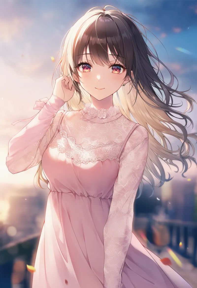 レース縁取りドレスのAIイラスト（姫カジ）｜プロンプト紹介