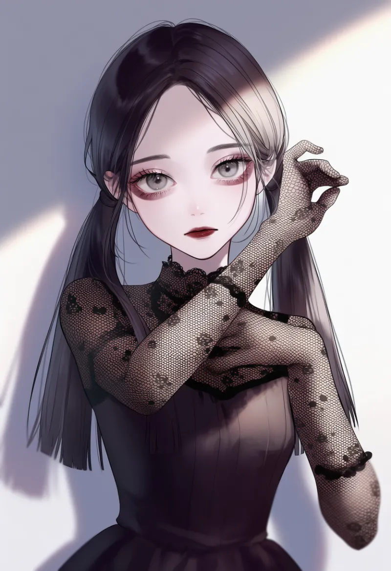 レースのグローブのAIイラスト(ゴシックファション)|プロンプト紹介